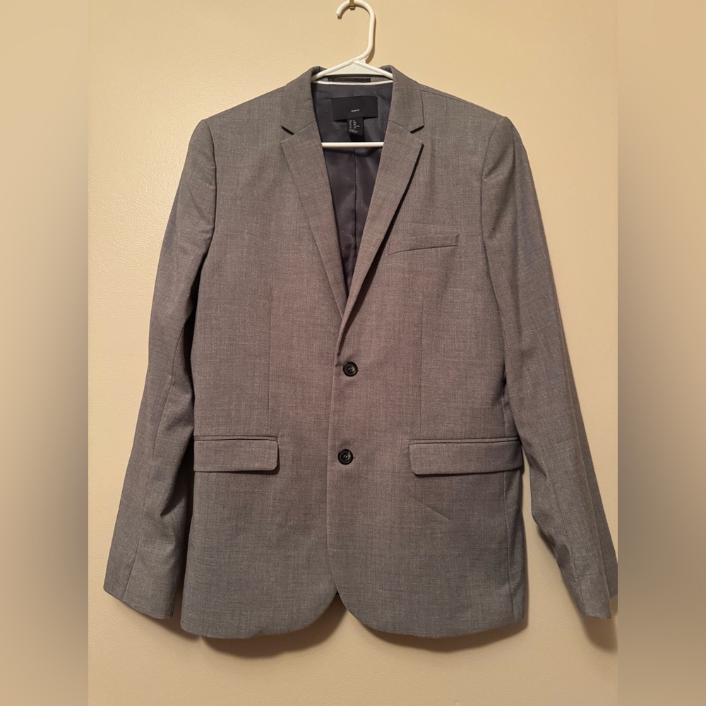 H&M Men's Gray Slim Fit Suit Jacket
